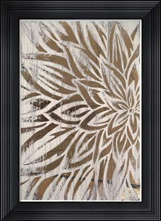 Framed Barnwood Bloom I - Metallic Foil Print