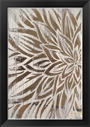 Framed Barnwood Bloom I - Metallic Foil Print
