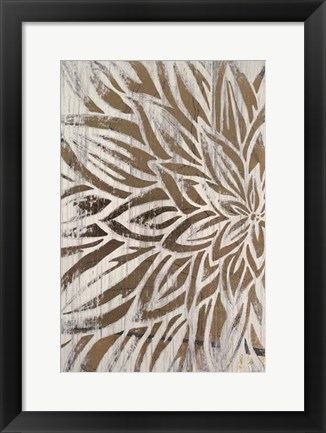 Framed Barnwood Bloom I - Metallic Foil Print