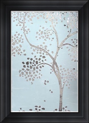 Framed Metallic Tree I - Metallic Foil Print