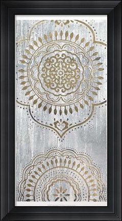 Framed Indigo Mandala I - Metallic Foil Print