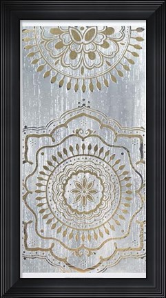 Framed Indigo Mandala II - Metallic Foil Print