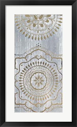 Framed Indigo Mandala II - Metallic Foil Print