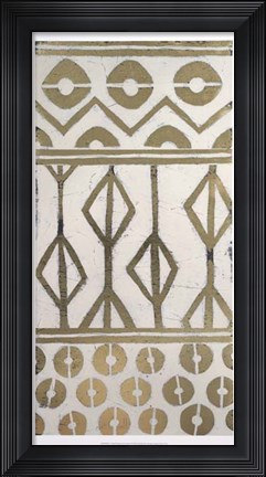 Framed Tribal Pattern in Cream I - Metallic Foil Print