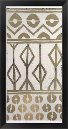Framed Tribal Pattern in Cream I - Metallic Foil Print