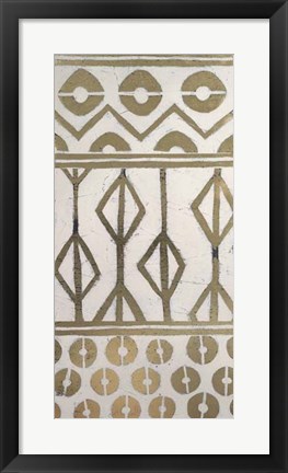 Framed Tribal Pattern in Cream I - Metallic Foil Print