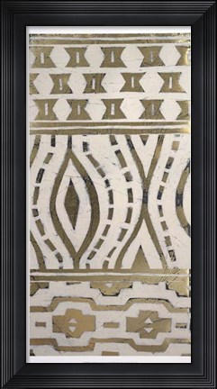 Framed Tribal Pattern in Cream II - Metallic Foil Print