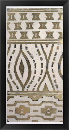 Framed Tribal Pattern in Cream II - Metallic Foil Print