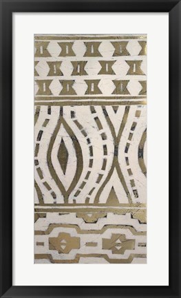 Framed Tribal Pattern in Cream II - Metallic Foil Print