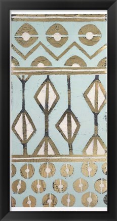 Framed Tribal Pattern in Turquoise I - Metallic Foil Print