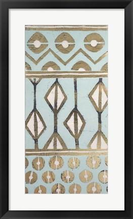 Framed Tribal Pattern in Turquoise I - Metallic Foil Print