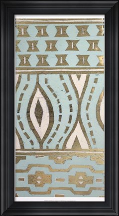 Framed Tribal Pattern in Turquoise II - Metallic Foil Print