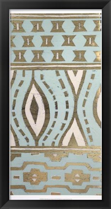 Framed Tribal Pattern in Turquoise II - Metallic Foil Print