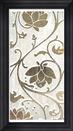 Framed Weathered Floral Panel I - Metallic Foil Print