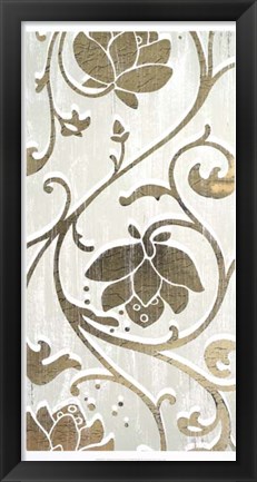 Framed Weathered Floral Panel I - Metallic Foil Print