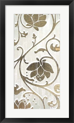 Framed Weathered Floral Panel I - Metallic Foil Print