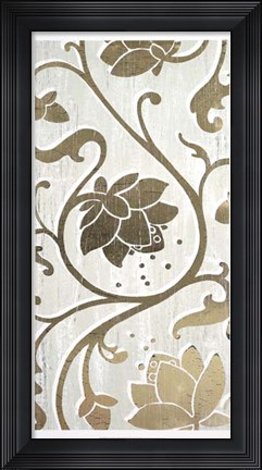 Framed Weathered Floral Panel II - Metallic Foil Print