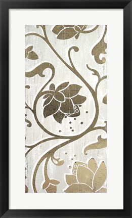 Framed Weathered Floral Panel II - Metallic Foil Print