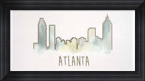 Framed Goldleaf City Silhouette I - Metallic Foil Print