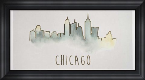 Framed Goldleaf City Silhouette II - Metallic Foil Print