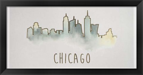 Framed Goldleaf City Silhouette II - Metallic Foil Print