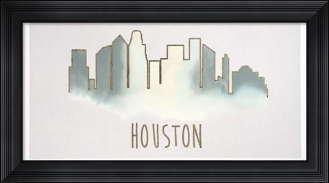 Framed Goldleaf City Silhouette III - Metallic Foil Print