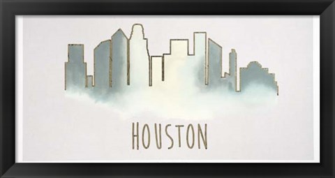 Framed Goldleaf City Silhouette III - Metallic Foil Print