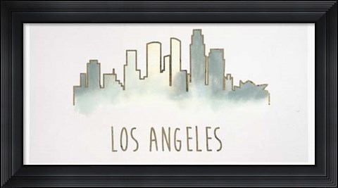 Framed Goldleaf City Silhouette IV - Metallic Foil Print