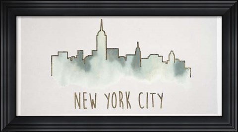 Framed Goldleaf City Silhouette V - Metallic Foil Print