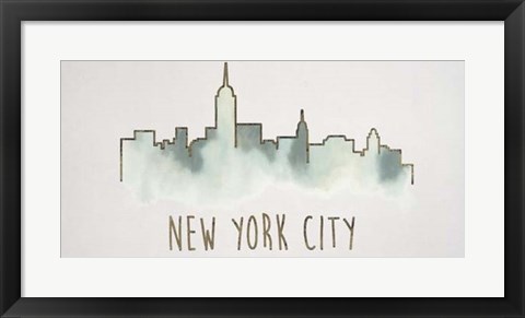 Framed Goldleaf City Silhouette V - Metallic Foil Print