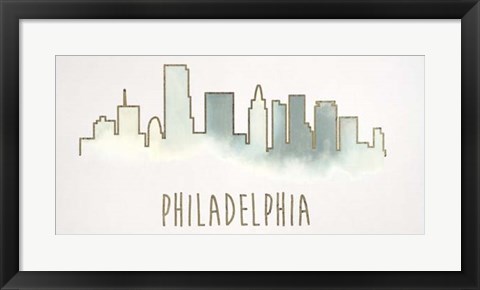 Framed Goldleaf City Silhouette VI - Metallic Foil Print