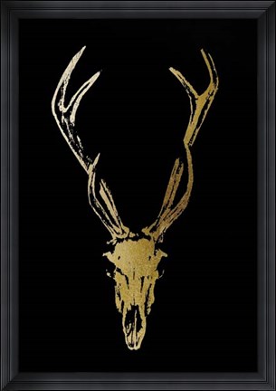 Framed Gold Foil Rustic Mount I on Black - Metallic Foil Print