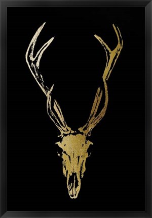 Framed Gold Foil Rustic Mount I on Black - Metallic Foil Print