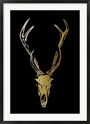 Framed Gold Foil Rustic Mount I on Black - Metallic Foil Print