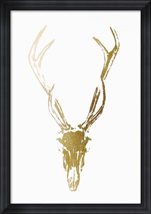 Framed Gold Foil Rustic Mount I on White - Metallic Foil Print