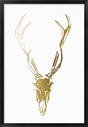 Framed Gold Foil Rustic Mount I on White - Metallic Foil Print