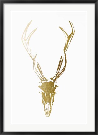 Framed Gold Foil Rustic Mount I on White - Metallic Foil Print