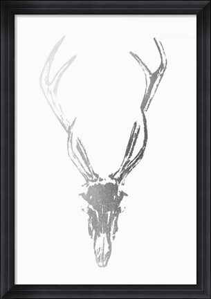 Framed Silver Foil Rustic Mount I on White - Metallic Foil Print