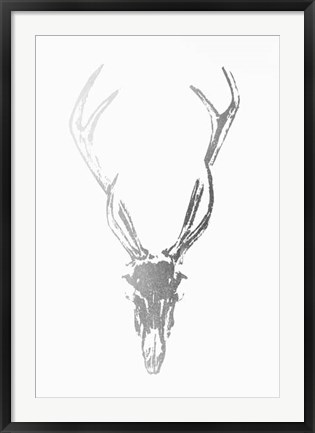 Framed Silver Foil Rustic Mount I on White - Metallic Foil Print