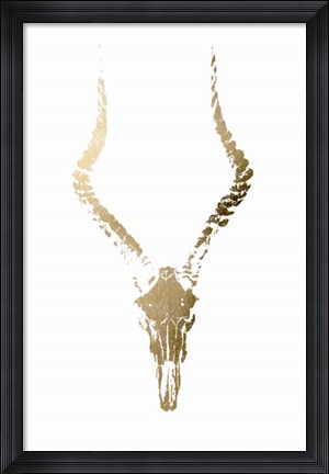 Framed Gold Foil Rustic Mount II on White - Metallic Foil Print
