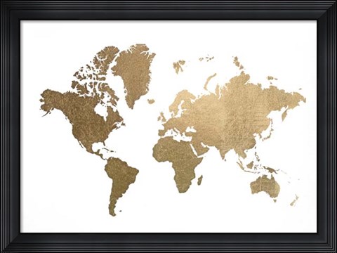 Framed Gold Foil World Map - Metallic Foil Print