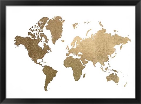 Framed Gold Foil World Map - Metallic Foil Print
