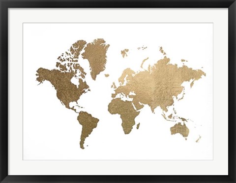 Framed Gold Foil World Map - Metallic Foil Print