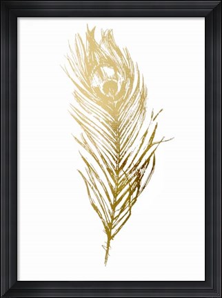 Framed Gold Foil Feather II - Metallic Foil Print