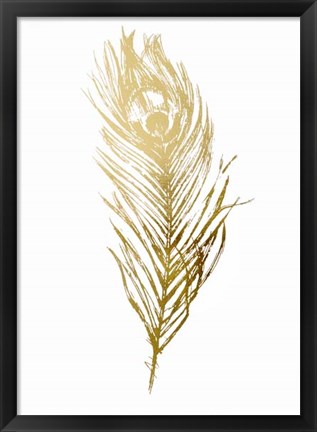 Framed Gold Foil Feather II - Metallic Foil Print