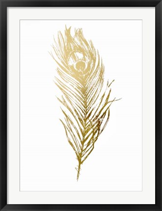 Framed Gold Foil Feather II - Metallic Foil Print