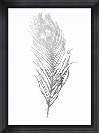 Framed Silver Foil Feather II - Metallic Foil Print
