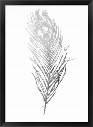 Framed Silver Foil Feather II - Metallic Foil Print