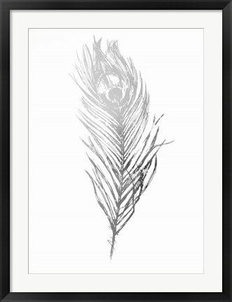Framed Silver Foil Feather II - Metallic Foil Print