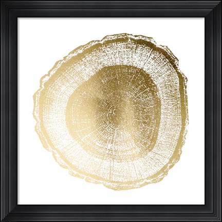 Framed Gold Foil Tree Ring I - Metallic Foil Print